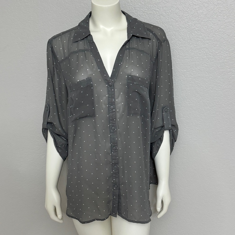 Torrid Sheer Polka Dot Shirt